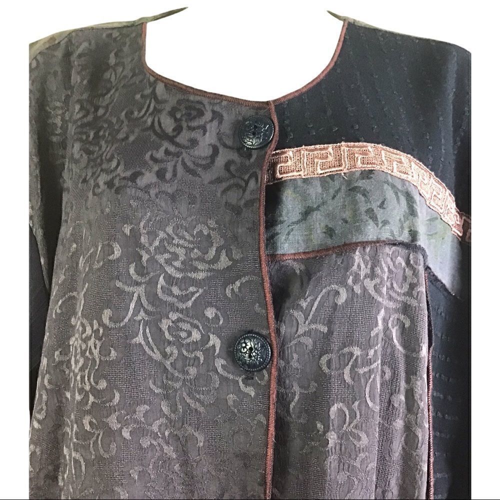 Spenser Alexis VTG Lagenlook Mixed Materials Button Front Blouse/Jacket - Picture 3 of 12